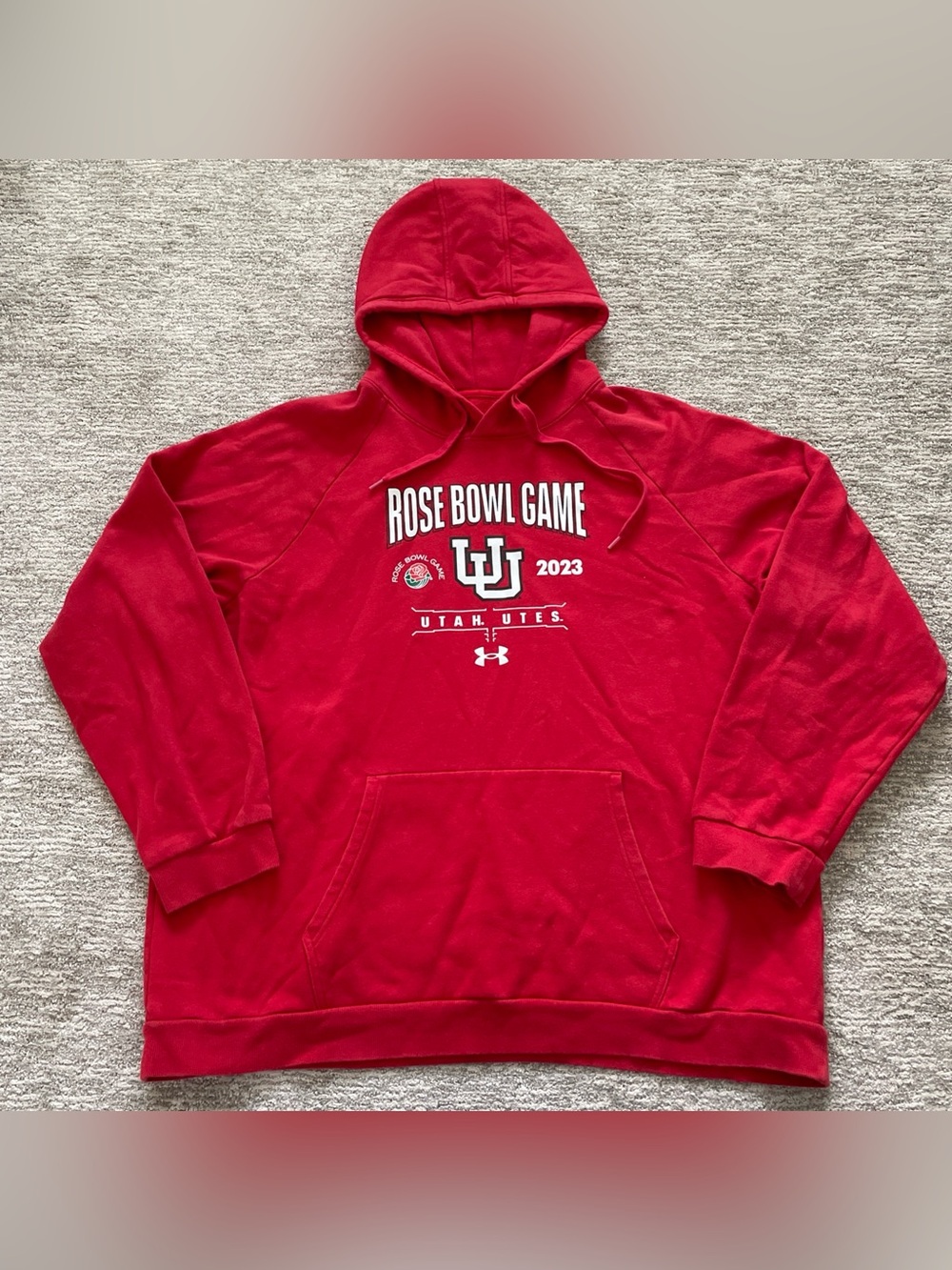 Utah Utes Under Armour Hoodie Red Sweatshirt Men’s Size 3XL Rose Bowl Game 2023